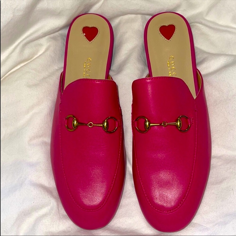PINK GUCCI LOAFERS